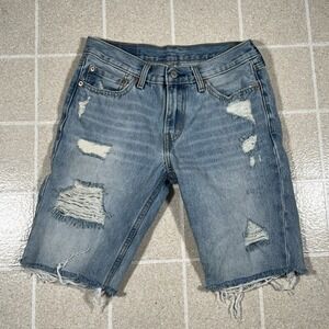 Levi's 511 Slim‎ Fit Premium Blue Cut Off Denim Jean Shorts Distressed | 30